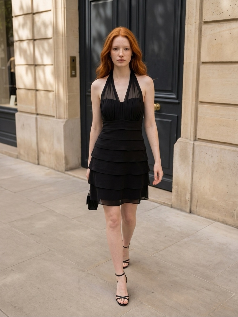 Sweet Storm black tiered halter mini dress, size M, Party and Cocktail - Picture 1 of 7